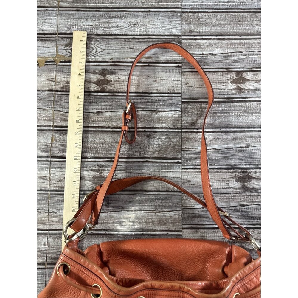 MCM Pebbled Leather Logo bucket bag color orange vintage 80's 90's - Picture 13 of 14